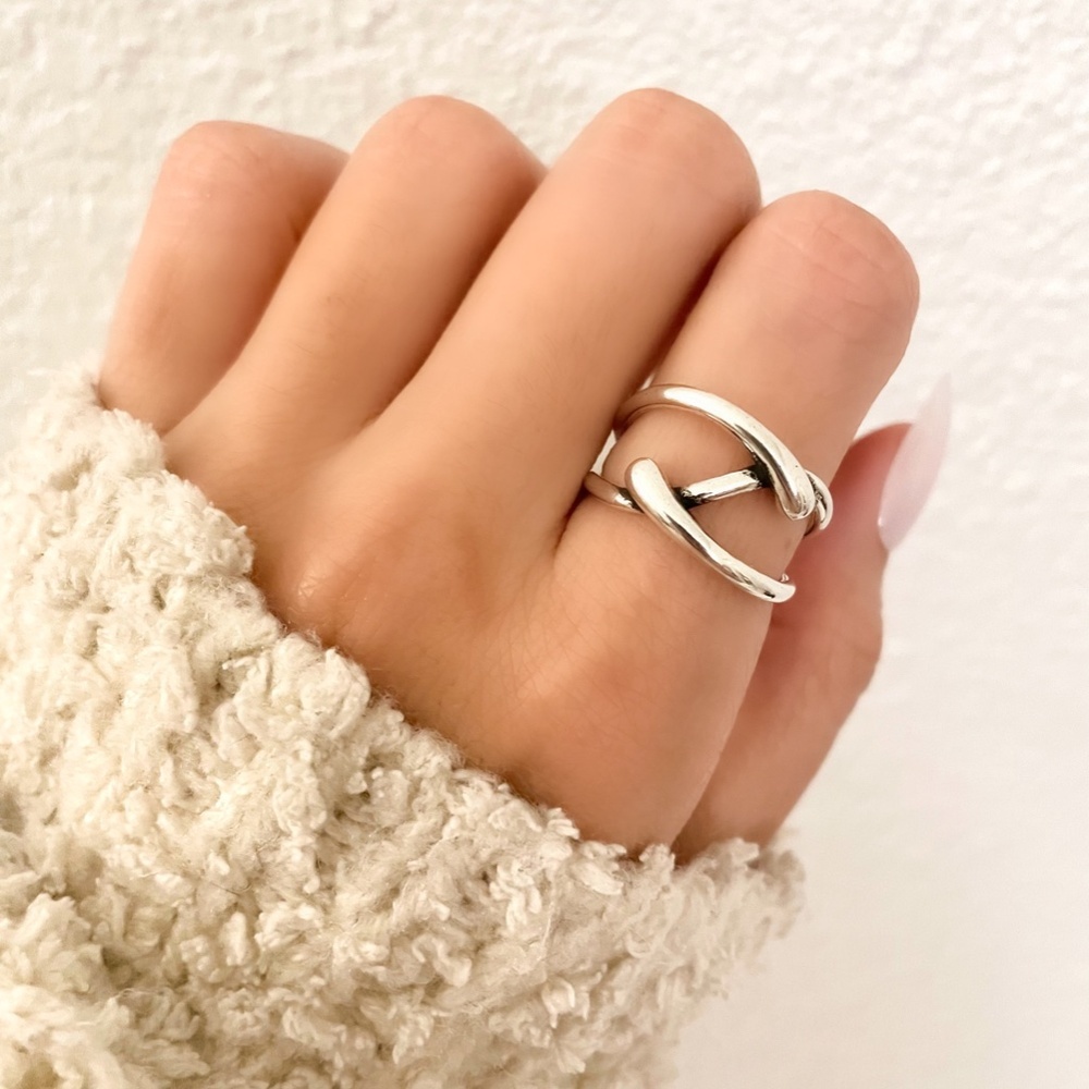 925 Sterling Silver Wrap Ring Minimalist Ring Band Geometric Adjustable Ring